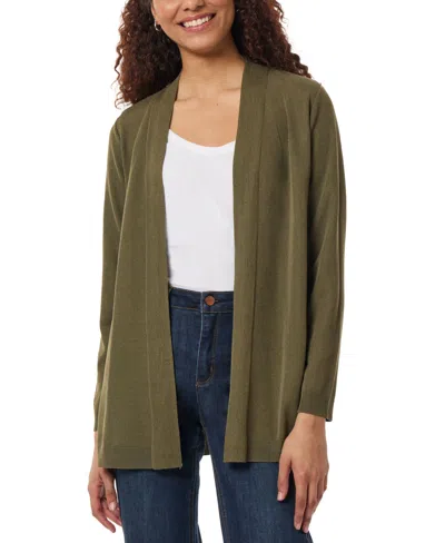 Jones New York Women's Relaxed V-neck Open Cardigan In Jasper Green