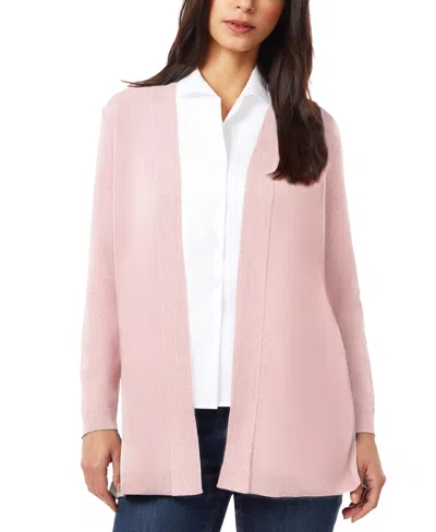 Jones New York Women's Relaxed V-neck Open Cardigan In Pink
