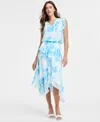 Jones New York Womens Printed Flutter Sleeve Top Ruffled Skirt In Nyc White Multi
