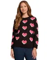 Jones New York Heart Crewneck Sweater In Jones Black Multi