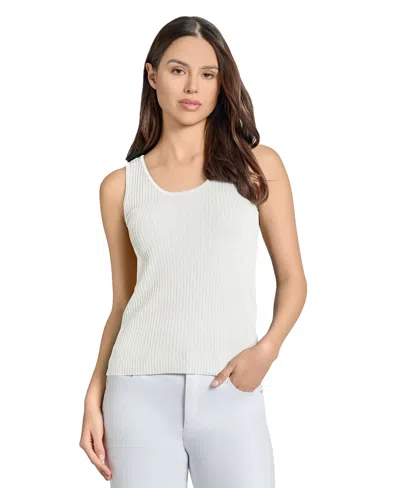 Jones New York Scoop Neck Rib Sweater Tank In White