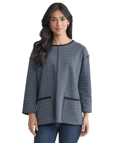 Jones New York Binding Edge Pocket Top In Blue