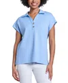 Jones New York Serenity Extended Shoulder Polo In Chintz Blue