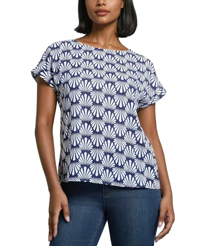 Jones New York Women's Shell-print Button-side Top In Multi