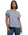 Jones New York Print Side Button Detail Crepe Top