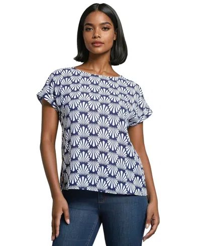 JONES NEW YORK WOMEN'S SHORT SLEEVE BUTTON DETAIL TOP