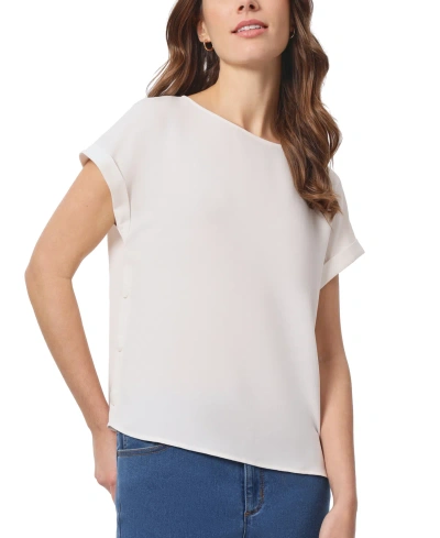 Jones New York Women's Short-sleeve Button-detail Top, Regular & Petite In Jones White