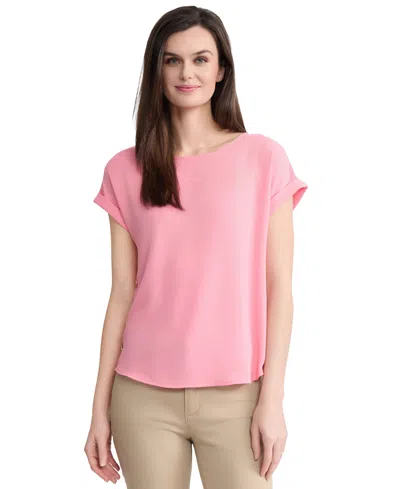 Jones New York Women's Short-sleeve Button Detail Blouse In Pink