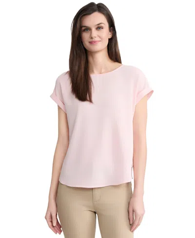 Jones New York Women's Short-sleeve Button Detail Blouse In Pink