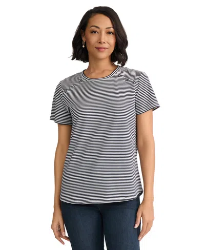 Jones New York Women's Short-sleeve Crewneck Pull-on T-shirt In Blue