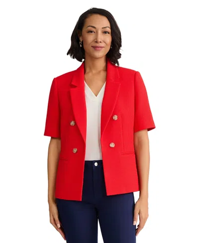 Jones New York Women's Short-sleeve Notch Collar Polyester Blazer In Red