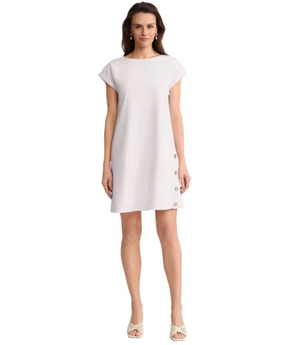 Jones New York Women's Short-sleeve Side Button Swing Dress In Multi