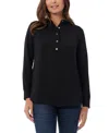 Jones New York Long Sleeve Shirttail Side Button Popover Tunic In Jones Black