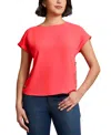 Jones New York Side Button Detail Crepe Top In Red