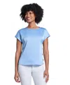 Jones New York Women's Side-button Short-sleeve Top In Blue