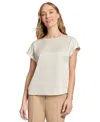 Jones New York Petite Side-buttoned Dolman-sleeve Top In White