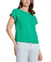 Jones New York Petite Solid Side-button Blouse In Green