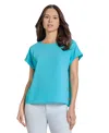Jones New York Side Button Detail Crepe Top In Blue