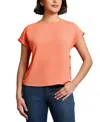 Jones New York Side Button Detail Crepe Top In Orange