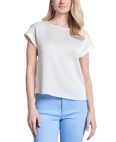 Jones New York Women's Side-button Short-sleeve Top In Nyc White