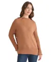 Jones New York Button Detail Rib Funnel Neck Sweater In Brown