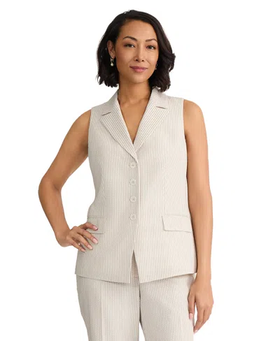 Jones New York Seersucker Stripe Vest In Neutral
