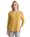 Jones New York Patch Pocket Crepe Popover Top In Yellow