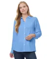 Jones New York Petite Collared Button-front Shirt In Blue Horizon