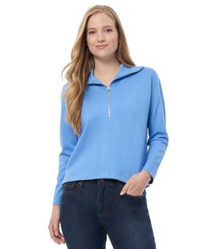 Jones New York Women's Solid-color Quarter-zip Top In Blue Horizon