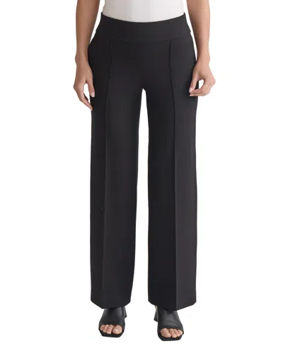 Jones New York Women's Solid Pintuck Pull-on Wide-leg Pants In Black
