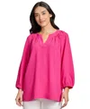 Jones New York Petite Split-neck Blouson-sleeve Top In Nyc White