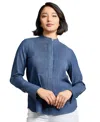 Jones New York Women's Stretch Denim Blouse In Dark Wash