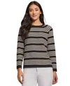 Jones New York Textured Stripe Crewneck Sweater In Jones Black,jones White