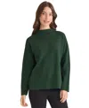 Jones New York Women's Striped Funnel Mock Neck Sweater In Green