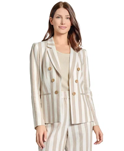 JONES NEW YORK WOMEN'S STRIPED OPEN-FRONT BLAZER