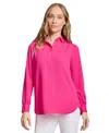 Jones New York Long Sleeve Shirttail Side Button Popover Tunic In Azalea