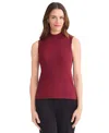 Jones New York Rib Sleeveless Turtleneck Sweater In Red