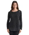 Jones New York Rivet Accent Metallic Top In Black