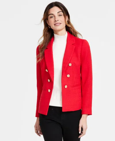 Jones New York Women's Tweed Faux Double-breasted Jacket In Red