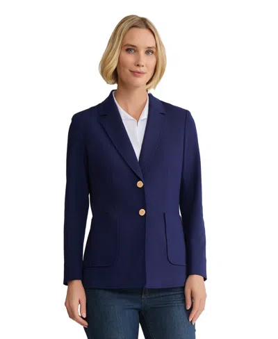Jones New York Women's Two-button Scrunch-sleeve Jacket In Blue