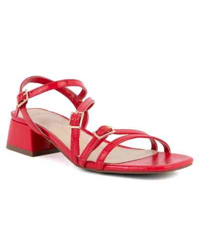 Jones New York Women's Unasyn Block Heel Strappy Dress Sandals In Bright Red