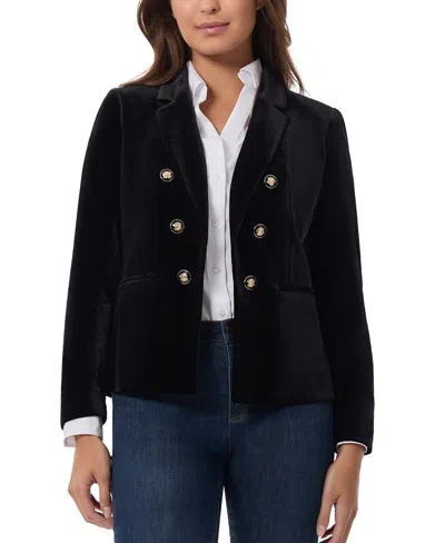 Jones New York Womens Double-breasted Velvet Open-front Blazer In Jones Black