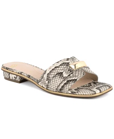 Jones New York Women's Vivell Slip On Square Toe Flat Sandals In Snake