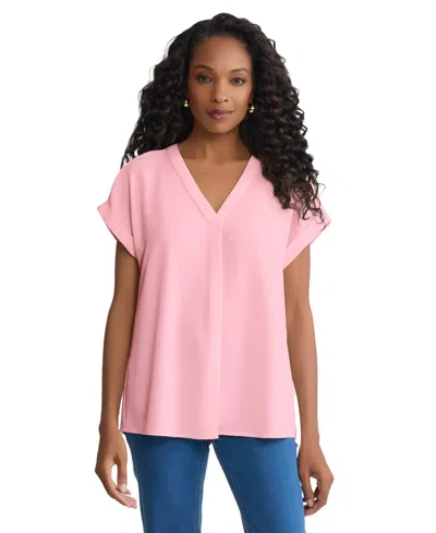 Jones New York Women's V-neck Short-sleeve Top In Pink