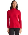 Jones New York Women's Wide Rib Funnel Neck Sweater In Red