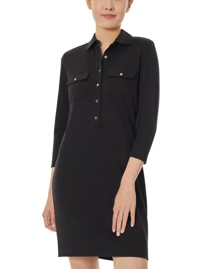 Jones New York Womens Above Knee 3/4 Sleeve Shirtdress In Black