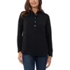 Jones New York Long Sleeve Shirttail Side Button Popover Tunic In Multi
