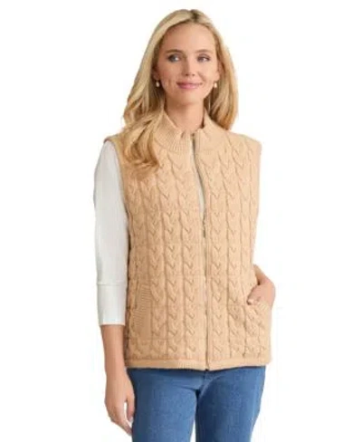 Jones New York Womens Cable Knit Zip Front Vest In Black