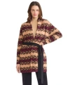 Jones New York Womens Chevron Belted Long Sleeve Cardigan Sweater Pxs Xl In Multi