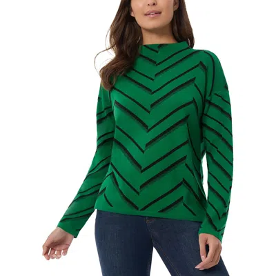 Jones New York Womens Chevron Cotton Mock Turtleneck Sweater In Deep Clove